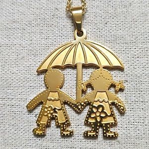 18k Gold Plated Mother’s Pendant Necklace Son Daughter
